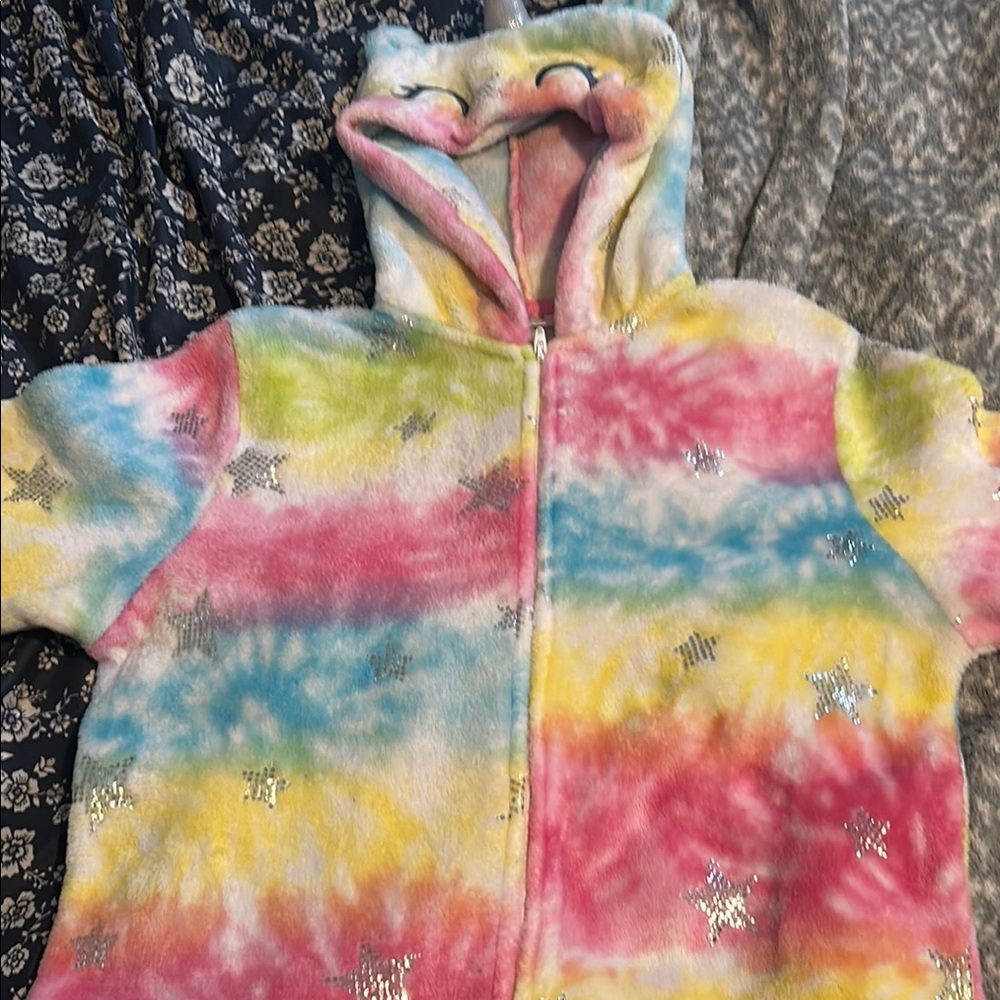 Pre-Loved: Colorful Tie-Dye Hooded Onesie with Stars